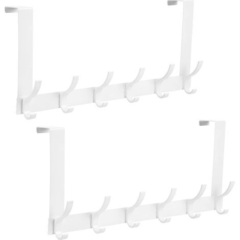 Crochet mural de porte avec 6 accroches pour manteaux et serviettes, rangement salle de bain entrée, couleur argent, 1 pièce (1/5)