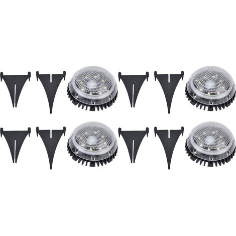 Set mit 4 Solar-Bodeneinbauleuchten, Gartenstrahlern, wasserdichten 8-LED-Gartenleuchten für Treppen (mit integriertem Akku, weißes Licht) (1/5)