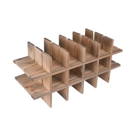 Levigne – Range-bouteilles en bois grand modèle – 18 bouteilles – Emboîtement sans vissage – Style vintage brut ou bois veilli
