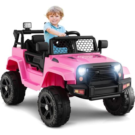COSTWAY 12V Voiture Électrique Enfants avec Télécommande 2,4G, Véhicule Électrique à 4 Roues avec Phares Lumineux & Musique, Démarrage Progressif, Charge 30kg pour Enfants de 3-7 Ans (Rose) (1/5)