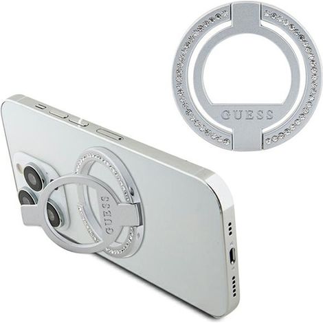 Guess MagSafe Ring Stand con strass - Supporto magnetico per cellulare con funzione di supporto (argento) (1/4)