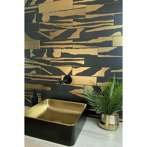 DUNE 188725 SAVANNAH BLACK&GOLD Lavabo Sobre Encimera 36.5X36.5X13 - ref: 188725 (1/2)
