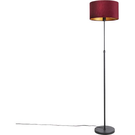 QAZQA Lampada da terra con paralume parte fl - Rustico - Tessuto,Acciaio - Rosso/Nero - Cilindro/Oblungo/Tondo Max. 1 x Watt