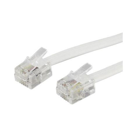 Cable RJ11 Plat Mâle / Mâle Blanc 2 mètres (1/3)