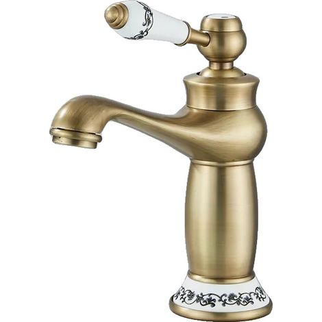 Grifo de baño, construcción en latón, válvula cerámica, acabado en latón antiguo, G1/2, acero inoxidable. (1/2)