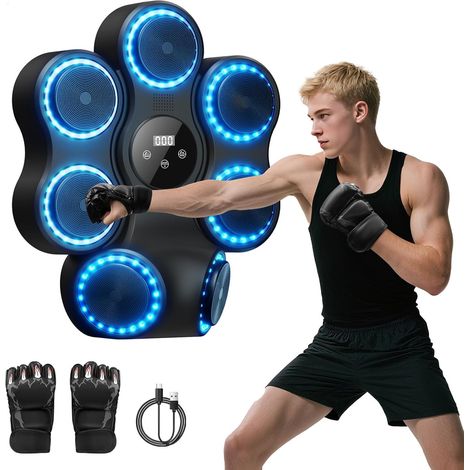 Machine de Boxe de Musique Intelligente pour Adultes/Enfants, Machine de Boxe électronique Bluetooth avec Musique, Machine de Boxe Musicale, 12 Vitesses réglables et Mode de comptage