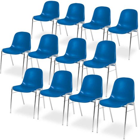 BRB 12 Kunststoffschalenstühle, verchromtes Untergestell, BxTxH 495x520x770 mm (blau)