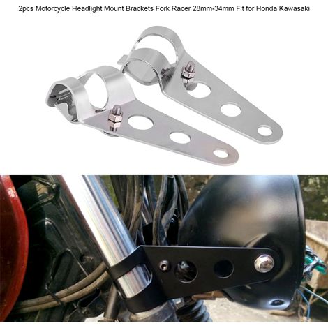 Paire de supports phare moto fourche racer en acier inoxydable réglables 28-34 mm pour Honda Kawasaki argenté 15x5.8 cm (1/5)