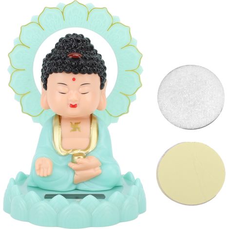 Statuette Bouddha Solaire Phosphorescente avec Encensoir - Décoration de Voiture Zen (1/5)