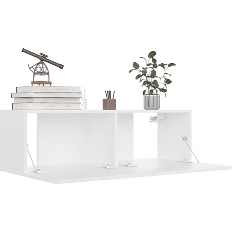 Meuble TV Banc TV Meuble de rangement Blanc 100x30x30 cm Aggloméré (1/5)