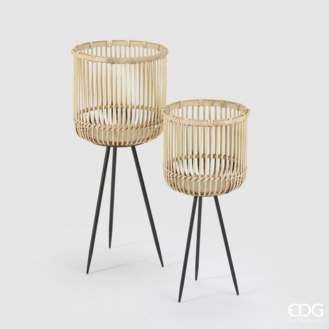 EDG Enzo De Gasperi Cesto Bamboo Tripode 2 Pz Colore Natural