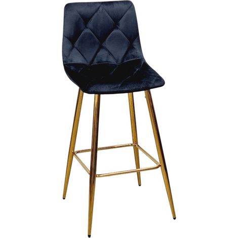 Sgabello Velvet nero con gambe oro in velluto e polipropilene – h. seduta 75 cm