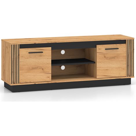 Lowboard 150 cm breit modern in Eiche mit schwarz URBANIA-131 (1/5)