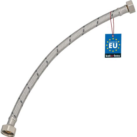 KOTARBAU® Flexible Robinet 1/2"x3/8" - Tuyau Robinet 40cm - Acier Inoxydable - Rallonge Robinet Cuisine Flexible - Tuyau Robinet Cuisine Flexible - Tuyau Flexible Plomberie - Argent (1/4)