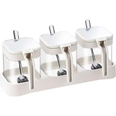 Thick glass spice jars for the kitchen, designed to store seasonings, with a bottom. (1/4)