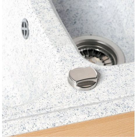 Carea Cuisine & Bain – Vidage automatique 2 bacs rond – Finition alu brossé – Livré avec accessoires – Modèle pour évier 2 cuves