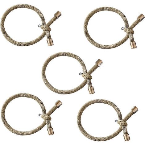 Lot de 5 élastiques à cheveux pour femmes, très élastiques, avec nœuds et décorations métalliques.-Khaki (1/5)