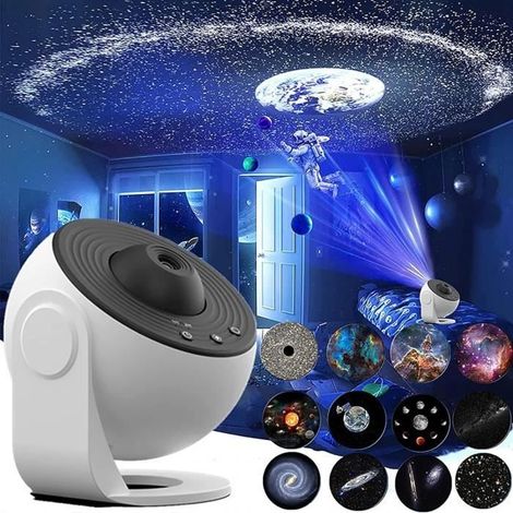 Projecteur De Ciel Étoilé Pour Enfants, D'Étoiles, Galaxie, Veilleuse Avec 12 Planètes Disques, Lampe Chambre D'Enfant, Fête (1/4)