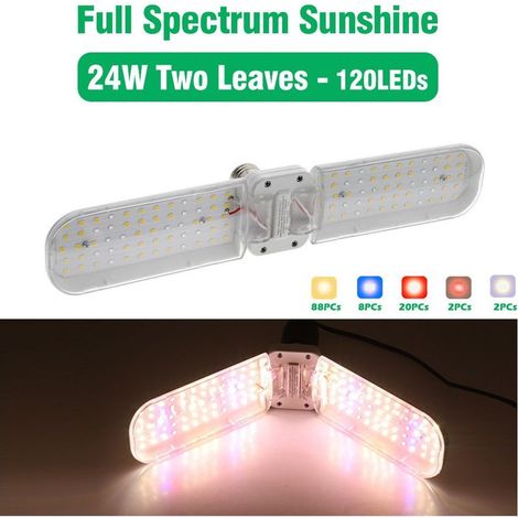 Lampe de croissance LED à spectre complet pour plantes d’intérieur – Éclairage solaire artificiel 24 W idéal pour succulentes, légumes, fleurs et plantes soleil – Lampe double bras réglable