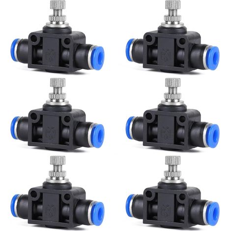 6 x Raccord Pneumatique 6 mm Vanne de Débit Push-in SA6 Vanne Raccords Pneumatique Droite Unidirectionnel Connecteur Rapide Push-In (1/5)