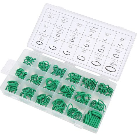 Ensemble de 270 joints pour compresseur de climatisation automobile en 18 tailles, comprenant des joints toriques verts, adaptés aux robinets. (1/5)