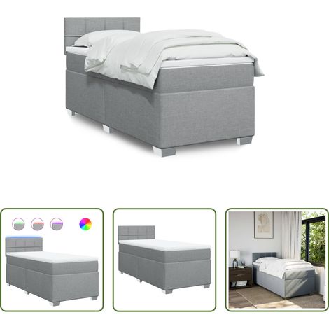 vidaXL Sommier à lattes de lit avec matelas gris clair 80x200 cm tissu (1/5)