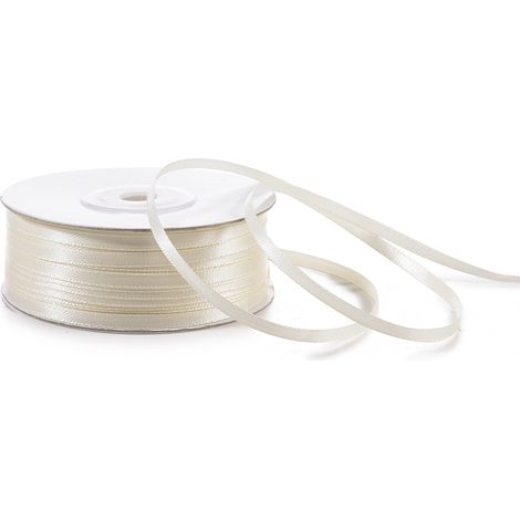 Ruban double satin blanc antique en rouleau, 3 mm x 100 m