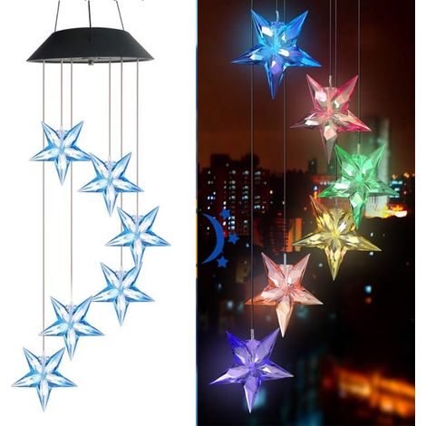 Carillon solaire étoile avec LED multicolore – suspension lumineuse décorative pour extérieur, jardin et patio (1/5)