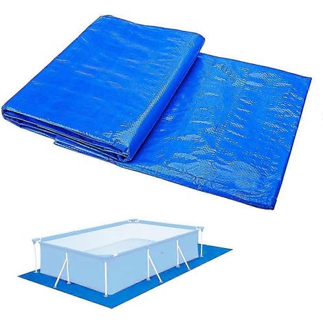 Tapis de sol rectangulaire pour piscine, bleu, imperméable et pliable, idéal pour les piscines et baignoires hors sol. (1/5)