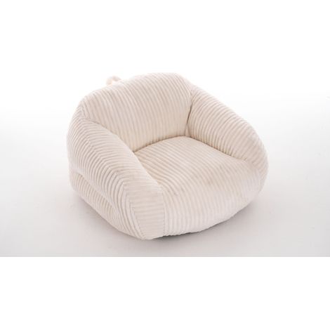 Sillón puff para adultos de pana beige con relleno de espuma de alta densidad 116x110x61 cm HOMVRA (1/4)
