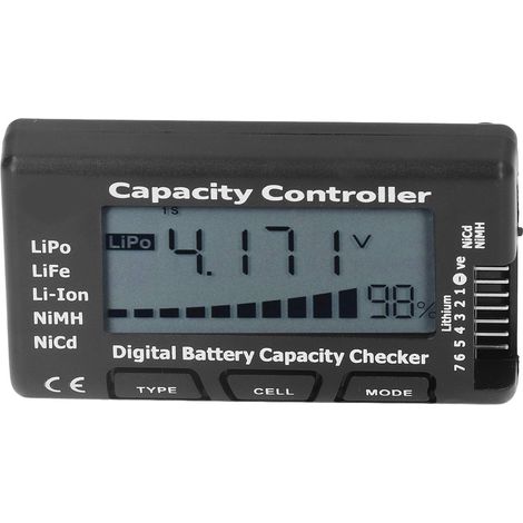 Testeur de capacité de batterie numérique, testeur de tension, indicateur de pourcentage de capacité pour LiPo, LiFe et NiMH (1/5)