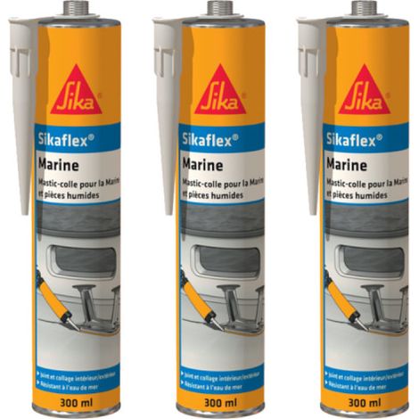 Lot de 3 colles mastic SIKA - Sikaflex Marine - Noir - 300ml