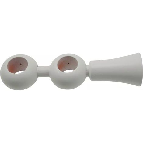 supporto regolabile per doppio bastone ø23mm con viti e tasselli - colore bianco.