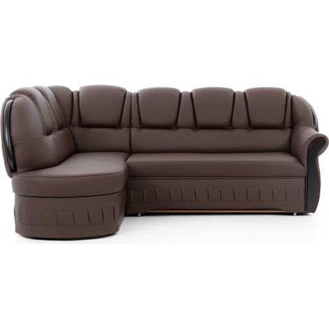 Canapé d'angle convertible avec rangement en simili cuir Majesté angle gauche-Marron-angle gauche (1/2)