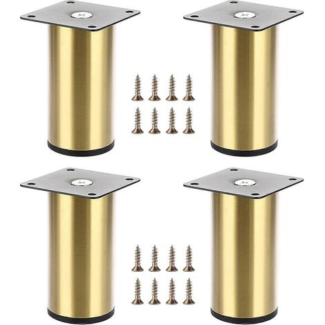 Verstellbare Schrankfüße, 4 Stück, 10 cm, goldfarben, aus Aluminiumlegierung, ideal als Ersatzbeine für Sofas, Schränke, TV-Schränke und Ottomane.