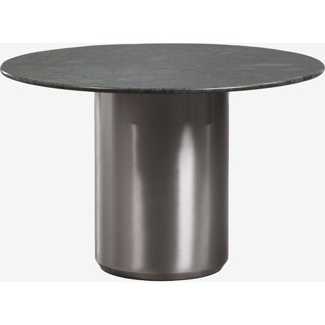 SKLUM Runder Esstisch Ø120 cm aus Edelstahl Luceida Grüner Marmor Udaipur                                  