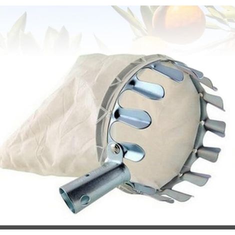 Cesta metálica para frutas con cabezal recolector de 150 mm de altura, bolsa de algodón, rama alta, herramienta auxiliar para la cosecha de manzanas. (1/5)