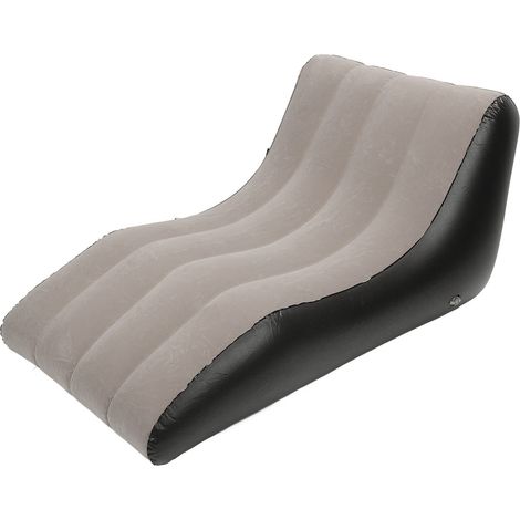 Canapé Gonflable PVC Fauteuil Confortable Design Flocké Marron 138x78x66cm pour Salon Camping Voyage (1/5)