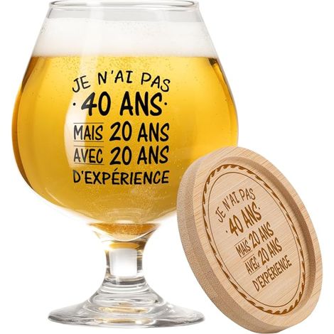 Verre à Bière Anniversaire 40 Ans - Cadeau Humour "J'ai 20 ans avec 20 ans d'expérience" - Idée Cadeau Originale pour Homme (1/5)