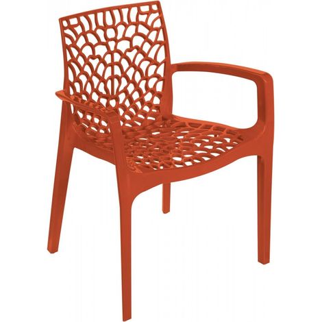 Poltrona Traforata Moderna Da Interni / Esterni Con Braccioli arancio (1/3)