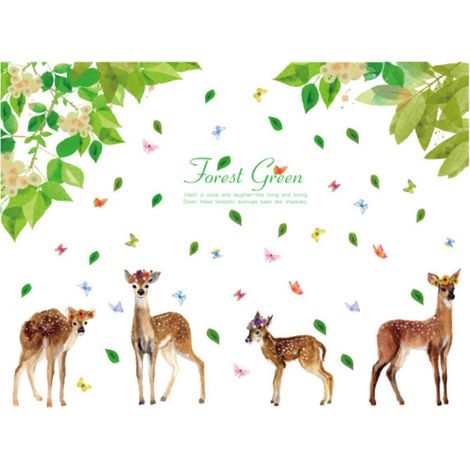 Décalque mural forêt féerique pour chambre et salon, décoration murale adhésive (1/5)