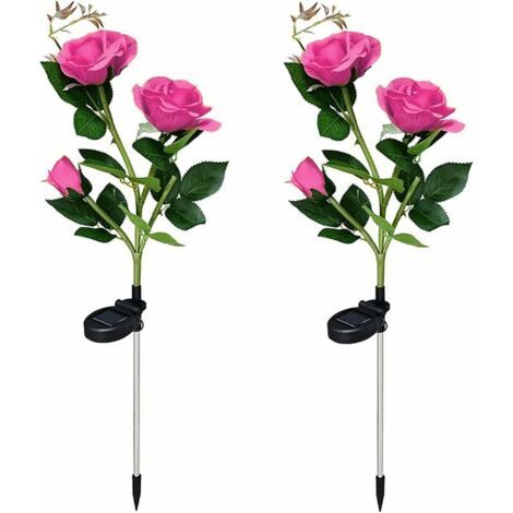 BUNTHAUS Lumière Solaire Extérieur Jardin, Lampes LED Rose solaires avec plus grande fleur et large panneau solaire, étanche Deco Jardin Exterieur pour jardin, pelouse, terrasse, chemin (rose) (1/5)