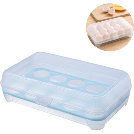 Porte-œufs en plastique, plateau à œufs mimosa avec couvercle, boîte à œufs portable et empilable pour réfrigérateur avec 15 alvéoles, idéale pour le camping, le réfrigérateur et la cuisine. (1/5)