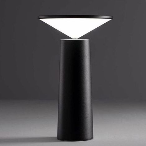Lampe de table moderne - Sans fil - Interrupteur de contrôle tactile à intensité variable - Réglable à 360° - Rechargeable par USB - Lampe de bureau pour la maison et le bureau - noir (1/5)