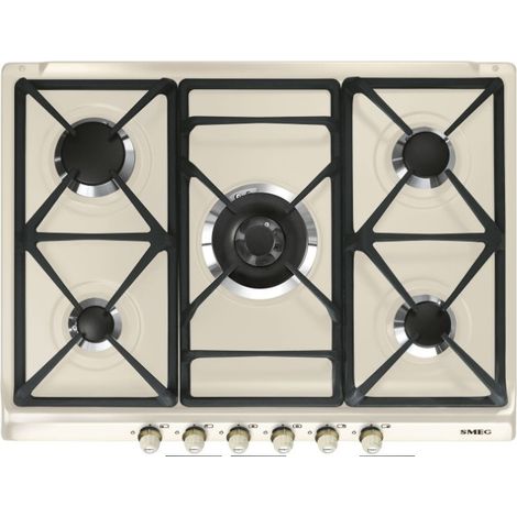 SMEG Piano Cottura A Gas Da Incasso 5 Fuochi Estetica Cortina Panna 70 Cm (1/4)