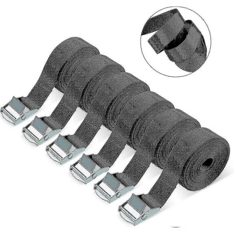 Lot de 6 sangles à cliquet robustes de 3 m de long pour remorque de moto (1/5)