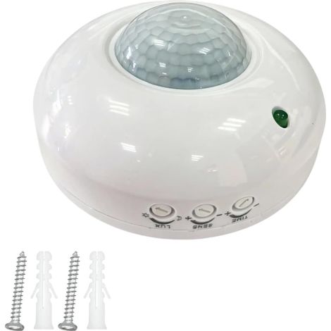 Capteur de Présence à Montage au Plafond 220-240V, Détecteur de Mouvement PIR avec Portée de Détection de 6 m à 360°, Idéal pour Garage, Couloir, Cuisine et Autres Espaces Intérieurs (1/5)