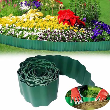 Bordure de Jardin en Plastique, 15cm9m ètres Flexible Bordures de Pelouse, Bordure de Parterre de Fleurs, Pliable Bordure de Gazon (1/5)