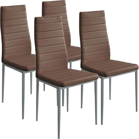 Set 4 Sedie Moderne sala Pranzo Salotto Cucina Seduta Imbottita Ecopelle Moro (1/5)