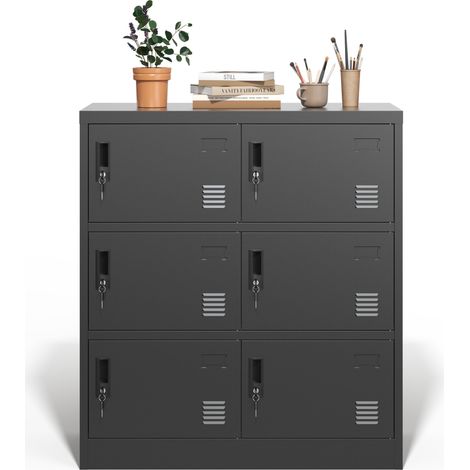 Casier de rangement métallique 6 portes avec serrure individuelle, porte-cartes et ventilation, armoire verrouillable pour bureau, école, sport et maison - CHICFURN (1/5)